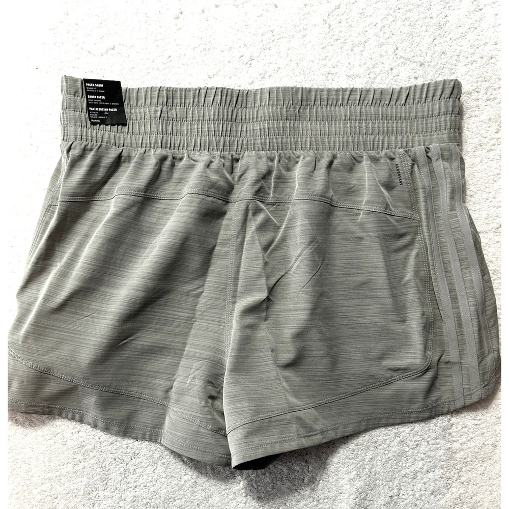 New Adidas Pacer Training 3" Grey Woven High-Rise Shorts IS21727- Size XL(C4)